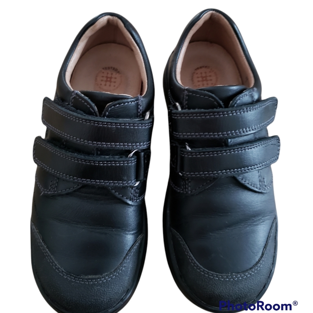 Boys black double Velcro school shoes